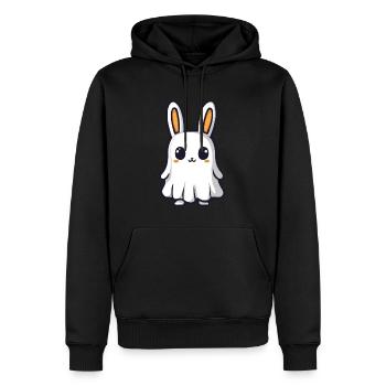 Lapin Halloween Bande dessinée Fantôme - Sweat à capuche Premium bio Homme - noir - Devant - Nico (187cm)