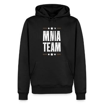 L’équipe Mma - Sweat à capuche Premium bio Homme - noir - Devant - Nico (187cm)