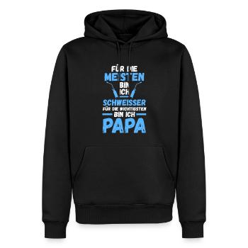 Schweißer Papa Schweisser Geschenk - Männer Premium Bio Hoodie - Schwarz - Vorne - Nico (187cm)