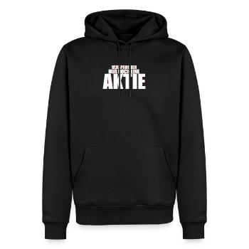 Versprochen nur noch eine Aktie Börse Geschenkidee - Männer Premium Bio Hoodie - Schwarz - Vorne - Nico (187cm)