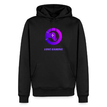 LIEBE GAMING - Männer Premium Bio Hoodie - Schwarz - Vorne - Nico (187cm)
