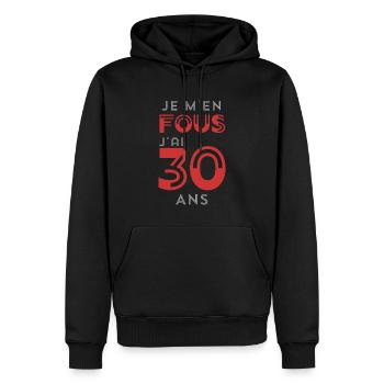 I don't care, I'm 30 years old - Men’s Premium Organic Hoodie - black - Front - Nico (187cm)