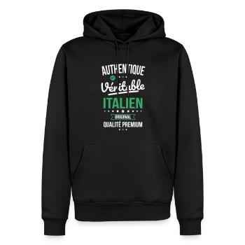 Authentique et véritable Italien - Original - Sweat à capuche Premium bio Homme - noir - Devant - Nico (187cm)