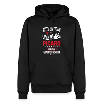 Authentique et véritable Picard - Original - Sweat à capuche Premium bio Homme - noir - Devant - Nico (187cm)