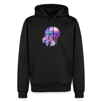 Qualle Farbenfroh & Transparent - Männer Premium Bio Hoodie - Schwarz - Vorne - Nico (187cm)