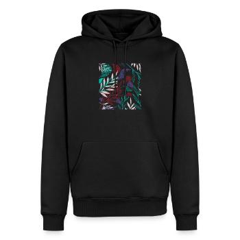 Muster mit tropischen Pflanzen - Männer Premium Bio Hoodie - Schwarz - Vorne - Nico (187cm)