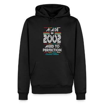 Anniversaire 20 ans - Fabriqué en 2002 - Sweat à capuche Premium bio Homme - noir - Devant - Nico (187cm)