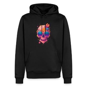 Illustration de crâne de Pop Art - Sweat à capuche Premium bio Homme - noir - Devant - Nico (187cm)