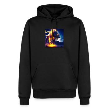 BrennenderTiger Desing - Männer Premium Bio Hoodie - Schwarz - Vorne - Nico (187cm)