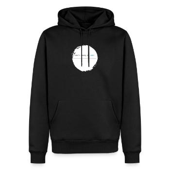 Drôle de dicton - Je ne peux pas me faire descendre bleu - Sweat à capuche Premium bio Homme - noir - Devant - Nico (187cm)