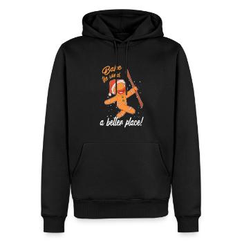 Noël Bake Bake The World A Better Place - Sweat à capuche Premium bio Homme - noir - Devant - Nico (187cm)