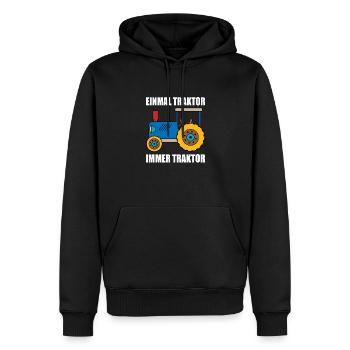 einmal Traktor immer Traktor - Männer Premium Bio Hoodie - Schwarz - Vorne - Nico (187cm)