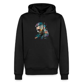 Cyber dystopic No102 - Männer Premium Bio Hoodie - Schwarz - Vorne - Nico (187cm)