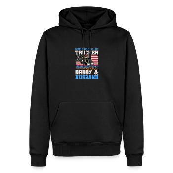 Lkw-Fahrer Trucker Vintage Sattelzug Sprüche - Männer Premium Bio Hoodie - Schwarz - Vorne - Nico (187cm)