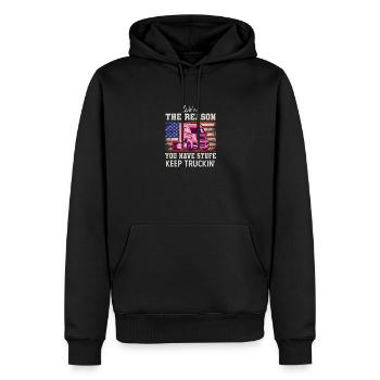 Lkw-Fahrer Trucker Vintage Sattelzug Sprüche - Männer Premium Bio Hoodie - Schwarz - Vorne - Nico (187cm)
