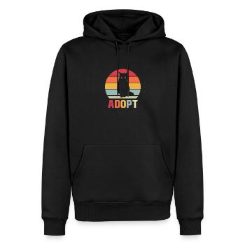 Katze schwarzes Kätzchen Vintage Sonnenuntergang - Männer Premium Bio Hoodie - Schwarz - Vorne - Nico (187cm)