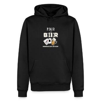 Poker et bière - Sweat à capuche Premium bio Homme - noir - Devant - Nico (187cm)