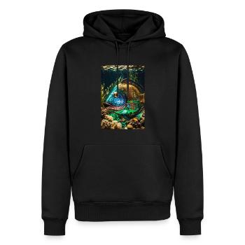 goldfischi,bunt,pailetten,fisch,metallisch - Männer Premium Bio Hoodie - Schwarz - Vorne - Nico (187cm)