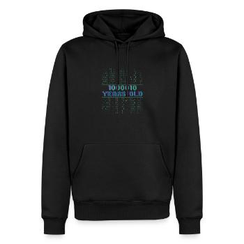 66th Birthday 66 years old Binary Code Computer Science - Men’s Premium Organic Hoodie - black - Front - Nico (187cm)
