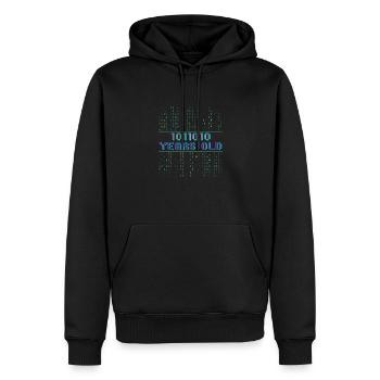 90. Geburtstag 90 Jahre alt Binärcode Coder - Männer Premium Bio Hoodie - Schwarz - Vorne - Nico (187cm)