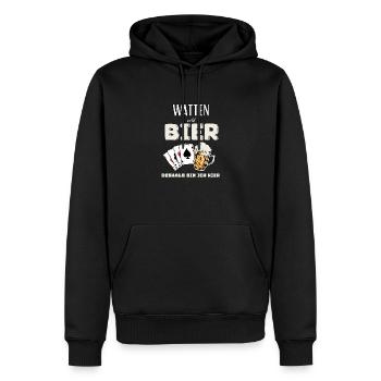 Watten und Bier - Männer Premium Bio Hoodie - Schwarz - Vorne - Nico (187cm)