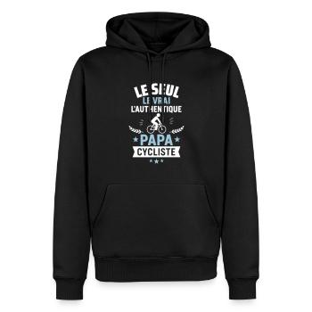 Papa cycliste authentique Fête des pères vélo - Sweat à capuche Premium bio Homme - noir - Devant - Nico (187cm)