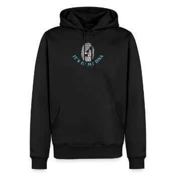 OILFIELD: Its in my DNA - Männer Premium Bio Hoodie - Schwarz - Vorne - Nico (187cm)
