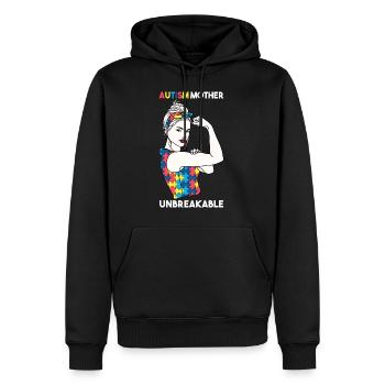 Autisme Mère Monde Incassable Autisme - Sweat à capuche Premium bio Homme - noir - Devant - Nico (187cm)