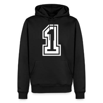 1 Numéro de numéro - Sweat à capuche Premium bio Homme - noir - Devant - Nico (187cm)