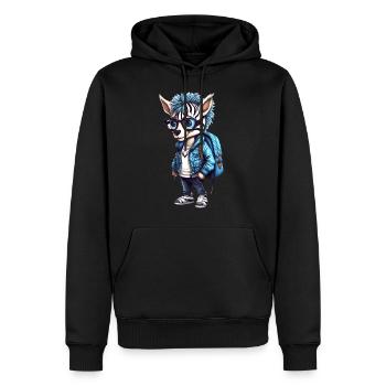 Dessin animé zébré mignon - Sweat à capuche Premium bio Homme - noir - Devant - Nico (187cm)