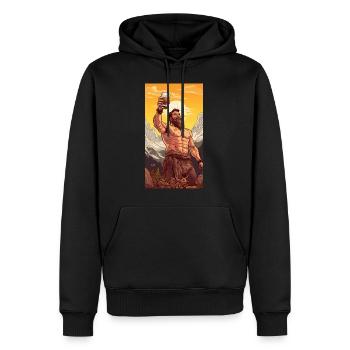 Bière Strong Muscle Man dans les montagnes Gift Dad - Sweat à capuche Premium bio Homme - noir - Devant - Nico (187cm)