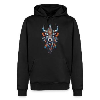 Cow Power Animal Spirit Indians & Mysticism - Sweat à capuche Premium bio Homme - noir - Devant - Nico (187cm)