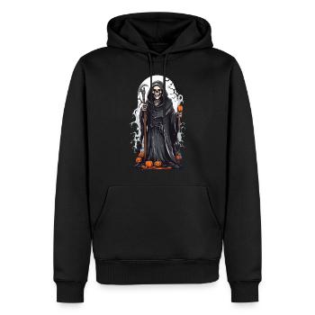 Sensenmanns Dunkles Halloween Skelett Geheimnis - Männer Premium Bio Hoodie - Schwarz - Vorne - Nico (187cm)
