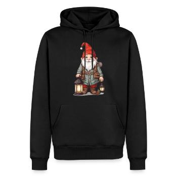 Gnome de Noël avec Gnome de Noël lumineux - Sweat à capuche Premium bio Homme - noir - Devant - Nico (187cm)