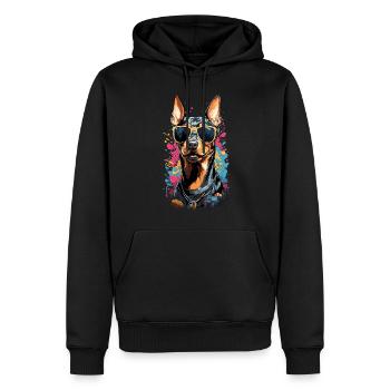 Cooler Dobermann Hund Design mit Stil - Männer Premium Bio Hoodie - Schwarz - Vorne - Nico (187cm)