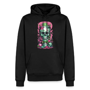 Pastel Goth Okkultes Skull Weirdcore Design - Männer Premium Bio Hoodie - Schwarz - Vorne - Nico (187cm)