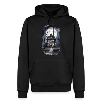Creepy Geisterhaus Halloween Vintage Grusel - Männer Premium Bio Hoodie - Schwarz - Vorne - Nico (187cm)