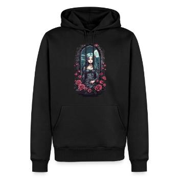 Kawaii Goth Anime E-Girl Viktorianisch Design - Männer Premium Bio Hoodie - Schwarz - Vorne - Nico (187cm)