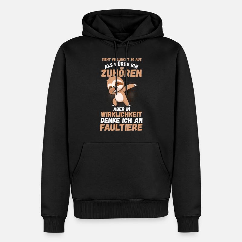 Faultier - Männer Premium Bio Hoodie - Schwarz