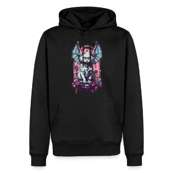 Goth Pastel chat démon Roses amoureux des chats - Sweat à capuche Premium bio Homme - noir - Devant - Nico (187cm)