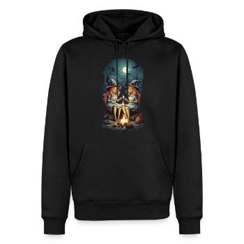 Drôles de sorcières épelent feu de camp Halloween Cartoon - Sweat à capuche Premium bio Homme - noir - Devant - Nico (187cm)