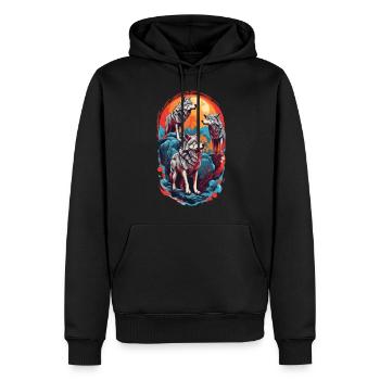 Drôle Wolf Gang Lune Colorée Hurlement - Sweat à capuche Premium bio Homme - noir - Devant - Nico (187cm)