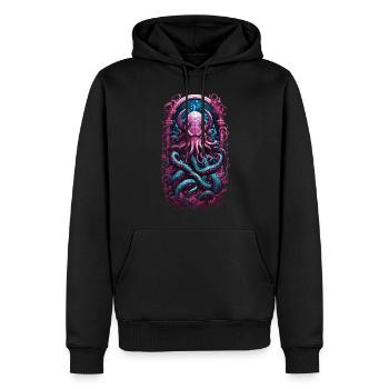 Düsterer Kraken Goth Pastell Streetwear - Männer Premium Bio Hoodie - Schwarz - Vorne - Nico (187cm)