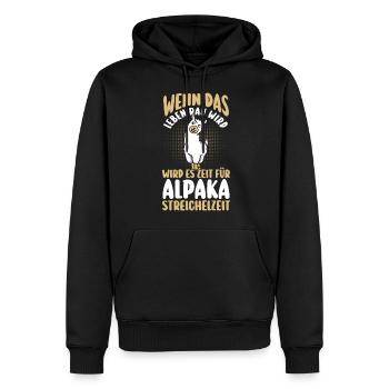Alpaga - Sweat à capuche Premium bio Homme - noir - Devant - Nico (187cm)