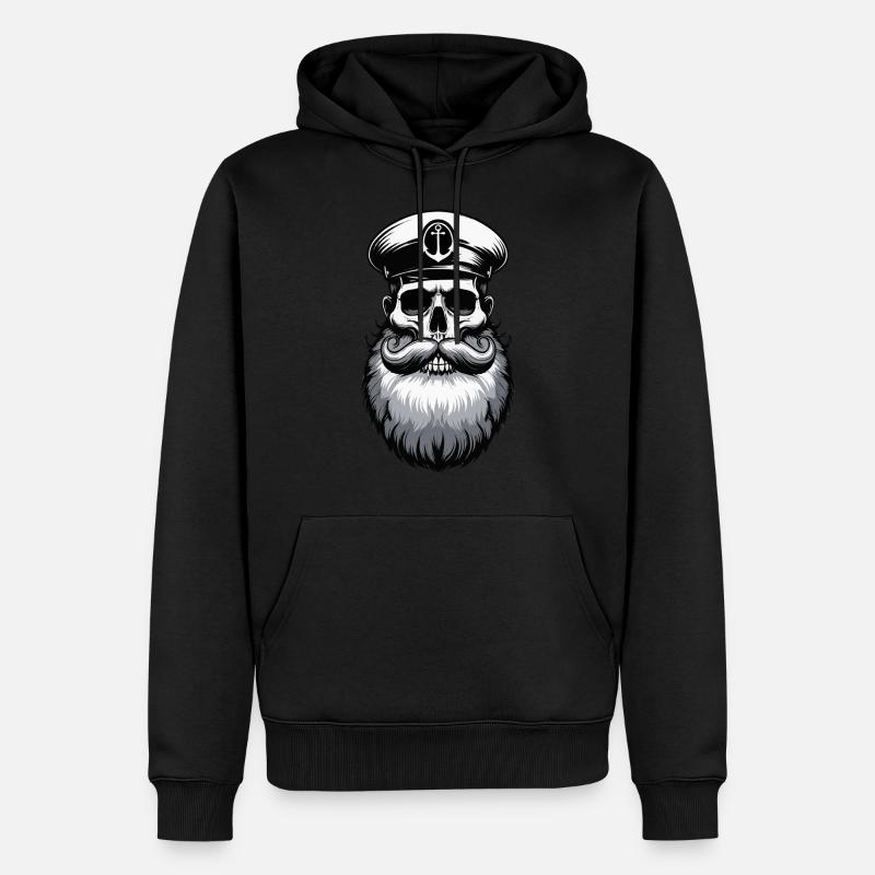 Capitano Amburgo St Pauli Città Anseatica Teschio - Felpa con cappuccio ecologica premium da uomo - nero