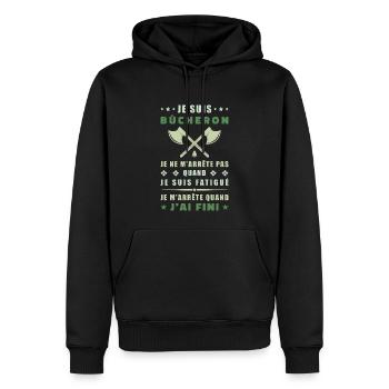 Je suis bûcheron - Sweat à capuche Premium bio Homme - noir - Devant - Nico (187cm)