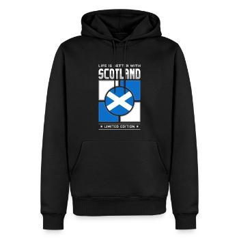 Écosse - Sweat à capuche Premium bio Homme - noir - Devant - Nico (187cm)
