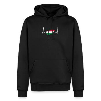 Hongrie Drapeau pays carte battements de cœur - Sweat à capuche Premium bio Homme - noir - Devant - Nico (187cm)