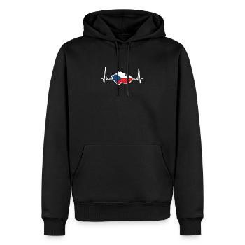 Tschechien Karte Flagge Herzschlag EKG - Männer Premium Bio Hoodie - Schwarz - Vorne - Nico (187cm)