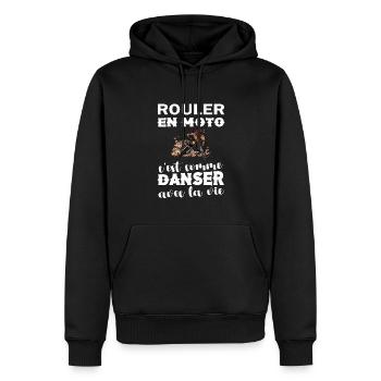 Homme Moto Motard Maillot motarde manche courte - Sweat à capuche Premium bio Homme - noir - Devant - Nico (187cm)